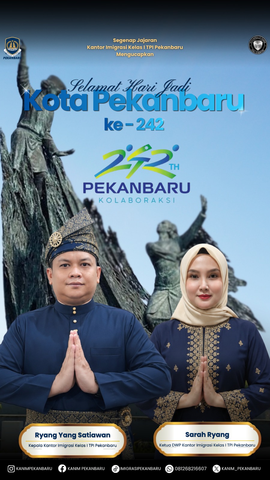 Imigrasi Pekanbaru Ucapkan Selamat Hari Jadi ke-242 Kota Pekanbaru, Semangat Kota Bertuah Terus Menginspirasi